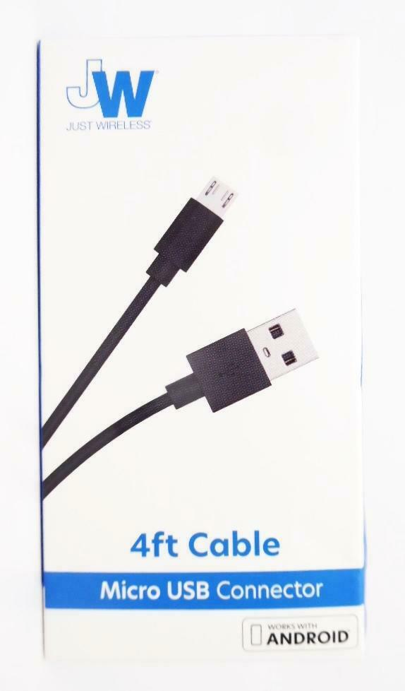 Just Wireless 4ft Cable with USB-A to Micro USB Connector fits Android - Black image 0