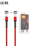 LDNIO LC91 TYPE-C to TYPE-C 3A / 3.3ft USB Cable for Quick Charge and Data Transfer (RED) image 0