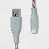Heyday 4' USB-A to USB-C Braided Cable - Misty Blue image 0