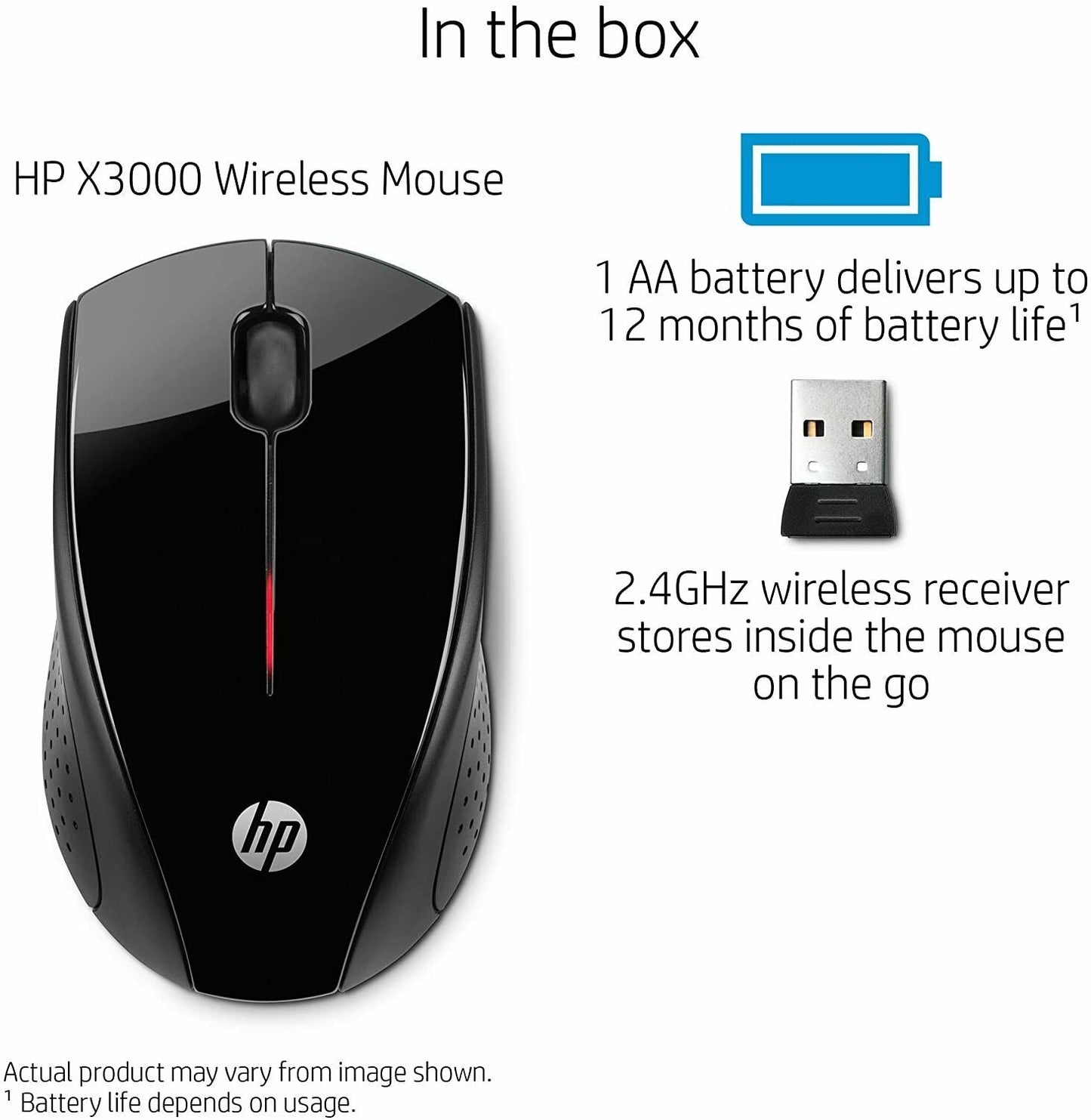 HP x3000 Wireless Mouse, Black image 0