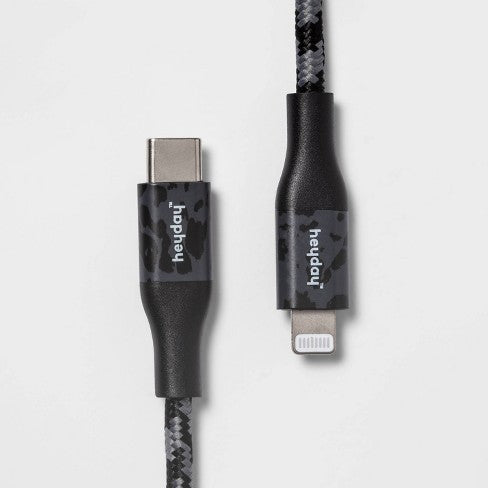 Heyday 6' Lightning to USB-C Braided Cable - Black Tort image 0