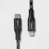 Heyday 6' Lightning to USB-C Braided Cable - Black Tort image 0