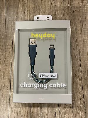 Heyday 6" Lightning USB-A Braided Cable - Spruce Blue image 0