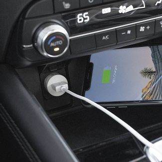 Just Wireless 12W 1-Port USB-A Car Charger with 4ft TPU Lightning to USB-A Cable-White image 0