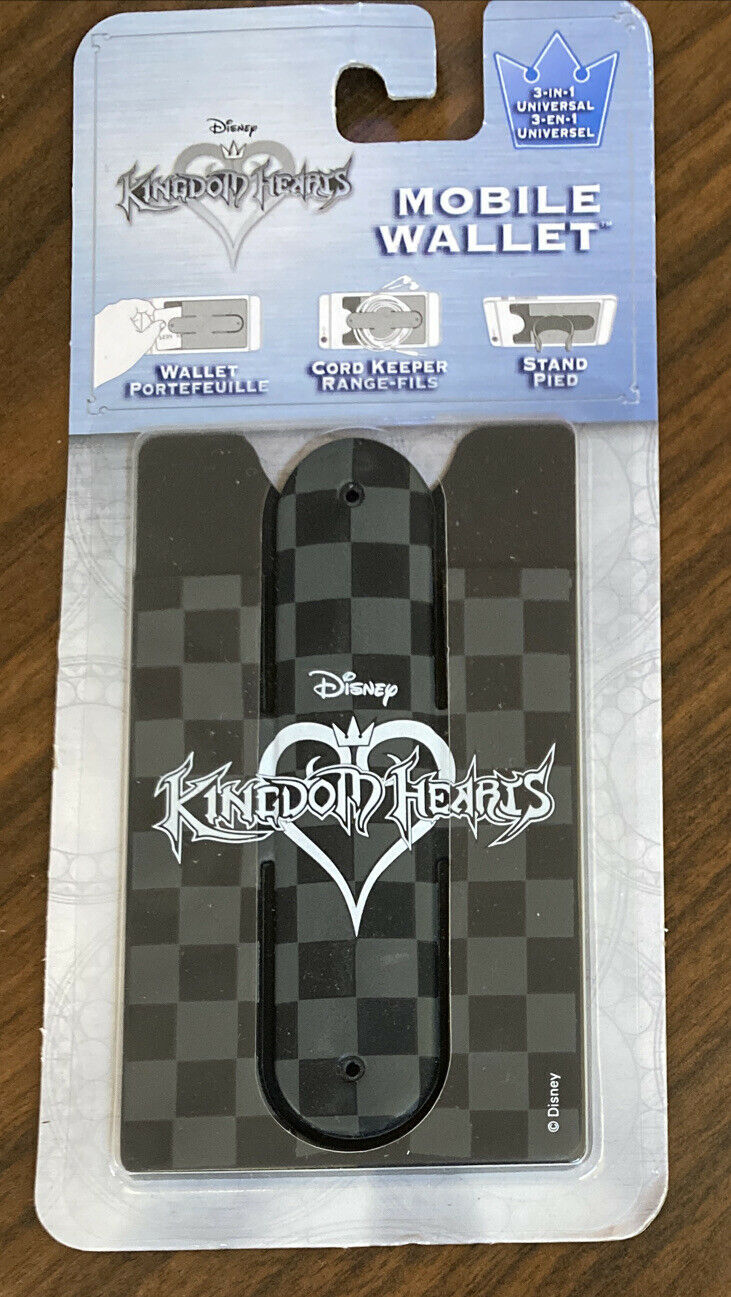 Disney Kingdom of Hearts 3 in 1 Universal Mobile Wallet Black & Gray Checker image 0