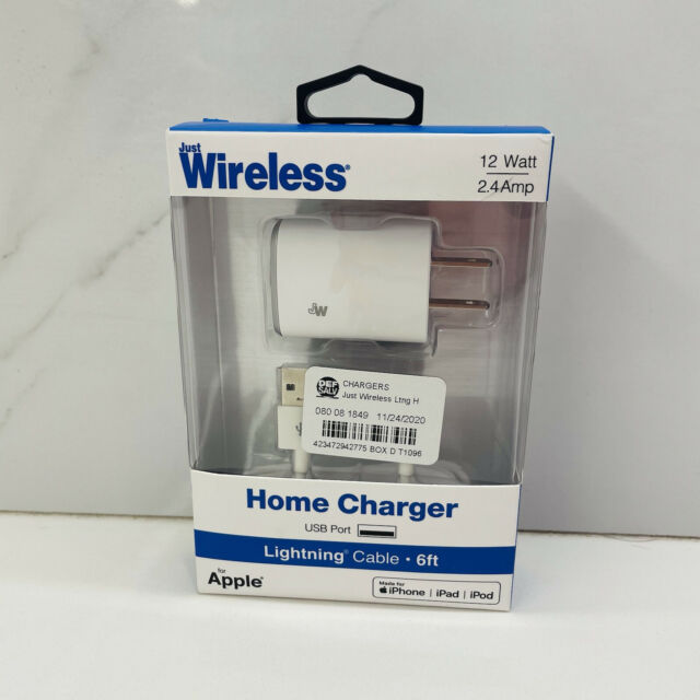 Just Wireless 2.4A/12W 1-Port USB-A Home Charger with 6ft TPU Lightning to USB-A Cable - White image 0