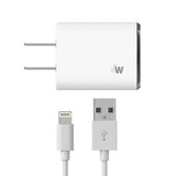 Just Wireless 2.4A/12W 1-Port USB-A Home Charger with 10ft TPU Lightning to USB-A Cable - White image 0