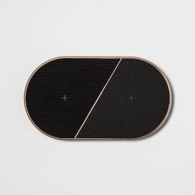 Heyday Qi 10W 2 Pad Wireless Charger - Black/Gold image 0