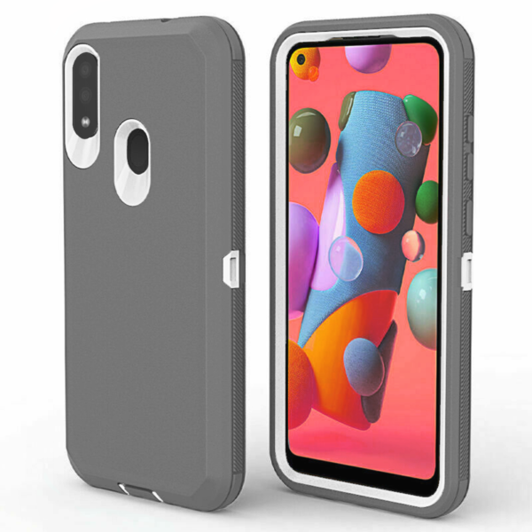 Galaxy A01 Heavy Duty Defender Shockproof Case - GRAY image 0