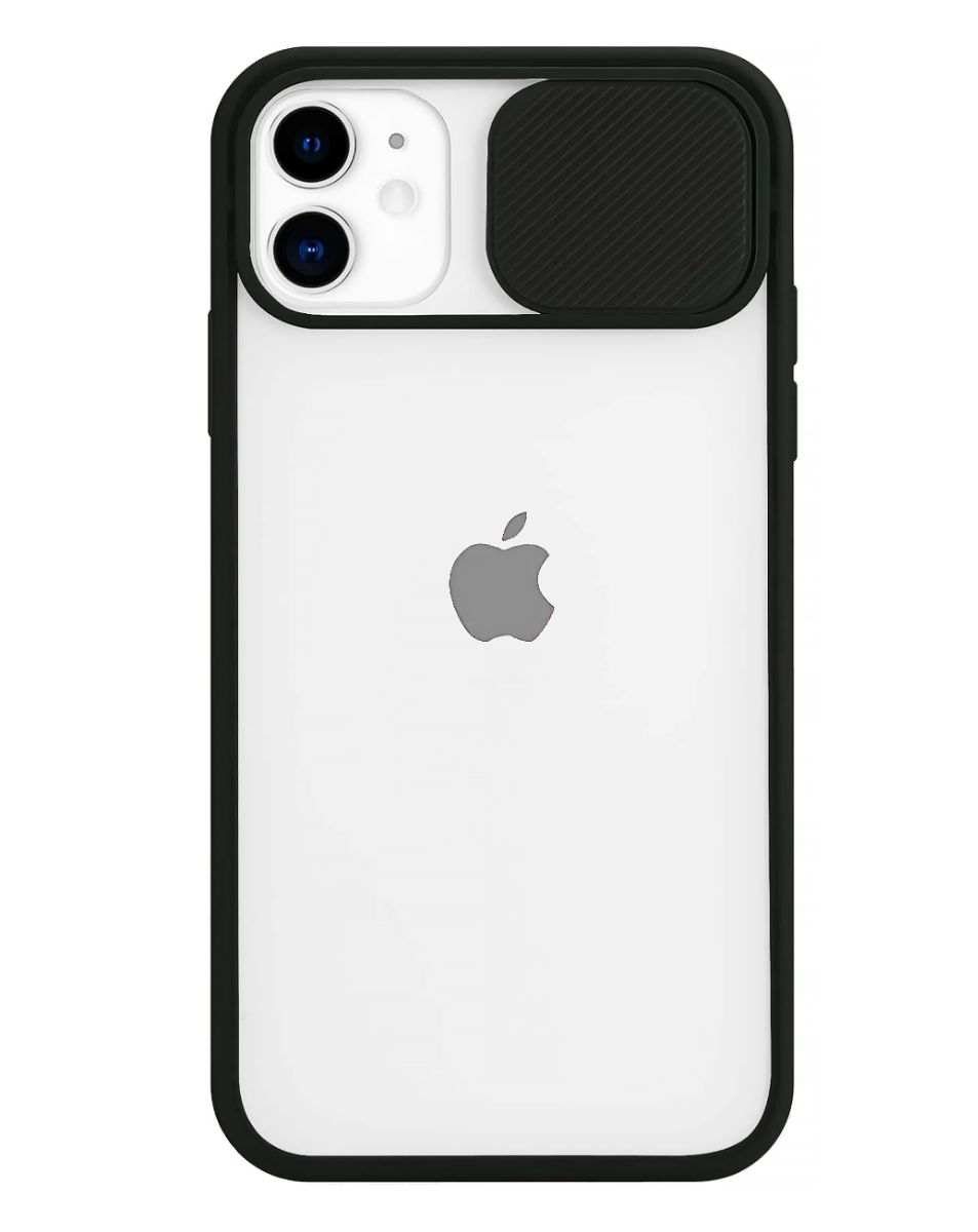 iPhone 12 Pro Max Slide Camera Transparent Case - BLACK image 0