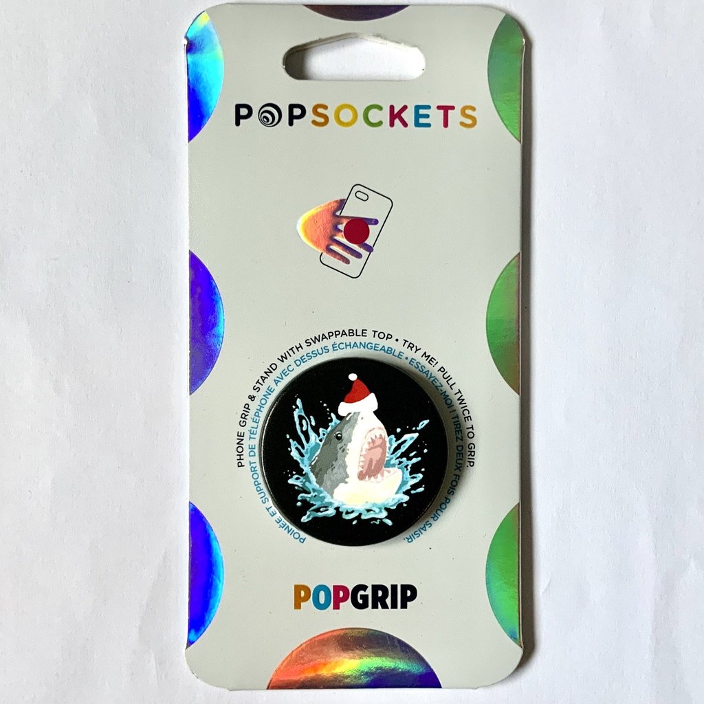 PopSockets PopGrip Cell Phone Grip & Stand - Shark Ate Santa image 0