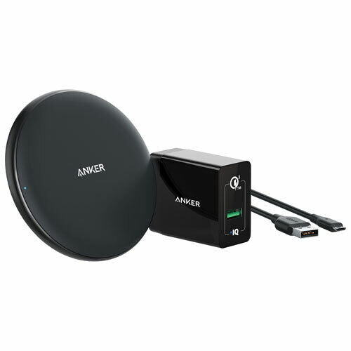 Anker Power Wave Wireless Charger Pad 10W QI Charging w/ Wall Charger for iPhone image 0