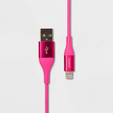 heyday 6' USB-C to USB-A Round Cable - Pizzazz Pink image 0