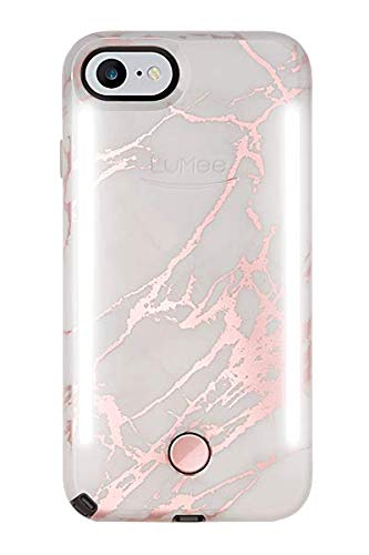 LuMee Duo Phone Case, Metallic Rose Marble Front & Back LED Lighting image 0