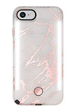 LuMee Duo Phone Case, Metallic Rose Marble Front & Back LED Lighting image 0