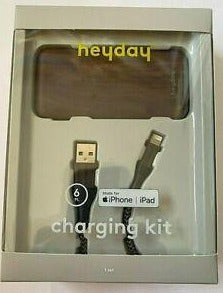 Heyday 4000mAh Power Bank & 6' Lightning to USB-A Braided Cable Gift Set - Woodgrain image 0
