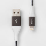 heyday 10' Lightning to USB-A Braided Cable - Black/White/Gunmetal image 0