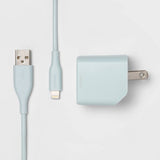 Heyday 2-Port Wall Charger USB-A & USB-C (with 6' Cable) - Light Aqua image 0