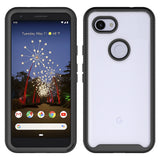 Google Pixel 3A XL 3in1 Transparent Clear Slim Hybrid Bumper Phone Case - BLACK image 0