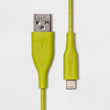 Heyday 3' Lightning to USB-A PVC Round Cable - Lime Green image 0