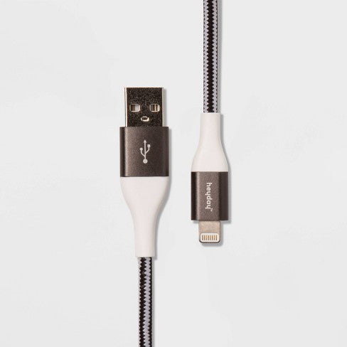 Heyday 10' Lightning to USB-A Braided Cable - Black/White/Gunmetal image 0