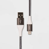 Heyday 10' Lightning to USB-A Braided Cable - Black/White/Gunmetal image 0