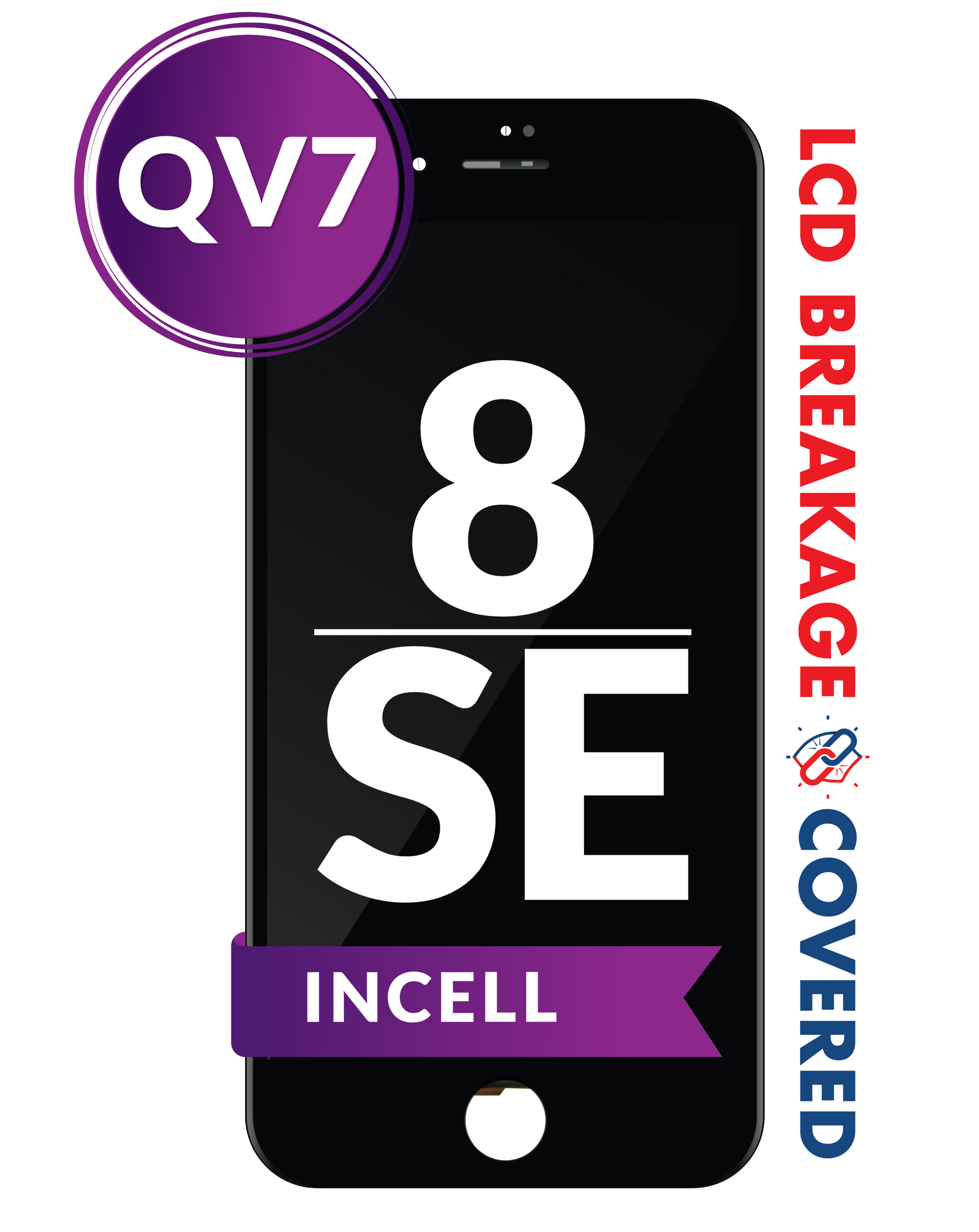 Iphone SE (2020) / 8 INCELL Display Assembly w/Steel Plate (QV7) (BLACK) (Exclusive LCD Breakage Warranty) image 0