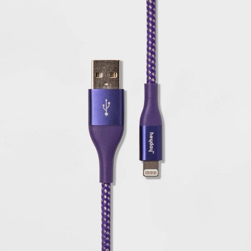 heyday 6' Lightning to USB-A Braided Cable - Metallic Dark Purple image 0