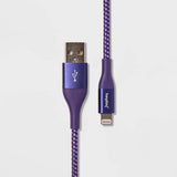 heyday 6' Lightning to USB-A Braided Cable - Metallic Dark Purple image 0