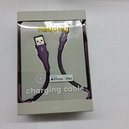 Heyday 6' Lightning to USB-A Thread Wrapped Cable - Midnight Purple 