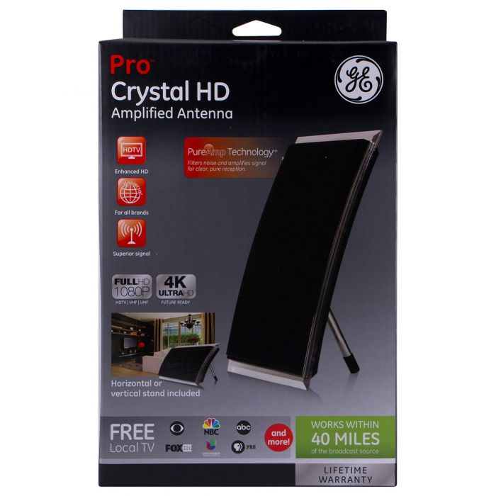 GE Pro Crystal HD Indoor Amplified Antenna - Black
