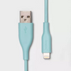 Heyday 3' Lighting USB-A Round PVC Cable - Light Teal 