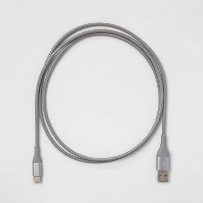heyday™ 4' USB-C to USB-A Round Cable - Cool Gray/Silver