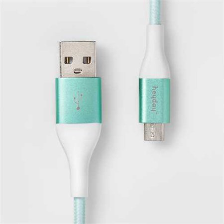Heyday Micro USB to USB-A Braided Cable 6ft - Teal/White