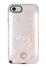 LuMee Duo Phone Case, Metallic Rose Marble Front & Back LED Lighting