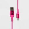 Heyday 6' Lightning to USB-A Round Cable - Pizzazz Pink 