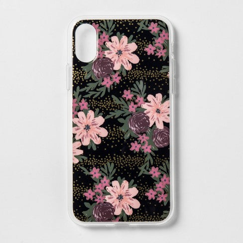 Heyday Apple iPhone X/XS Printed Floral Case - Dark Pink