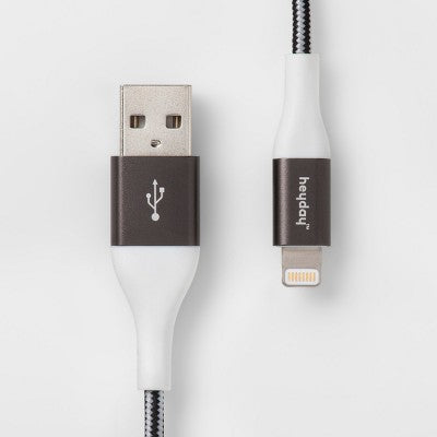 heyday™ Lightning to USB-A Braided Cable 4ft - Black/White/Gunmetal