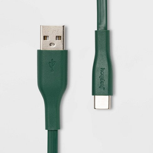 Heyday USB-C to USB-A 3' Flat Cable - Evergreen 
