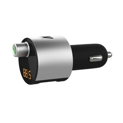 Just Wireless Wireless Bluetooth FM Transmitter with 3.4A/17W 2-Port USB Car Charger  - Black