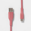 heyday™ 3' USB-C to USB-A Flat Cable - Dusty Pink