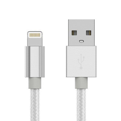 Just Wireless 6ft Braided Lightning to USB-A Cable - White