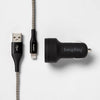 Heyday 6ft Lightning to USB-A Cable 2-Port 3.1A Car Charger-Black and Gold