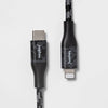 Heyday 6' Lightning to USB-C Braided Cable - Black Tort 