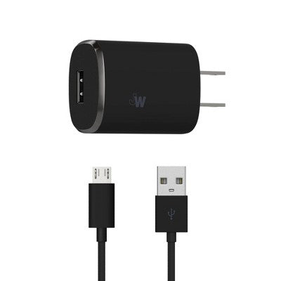 Just Wireless Single USB 1.0A Wall Charger (with 6' Micro USB Cable) - Black