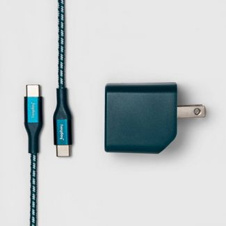 heyday 2-Port USB-A USB-C Wall Charger with 6 USB-C to USB-C Braided Cable