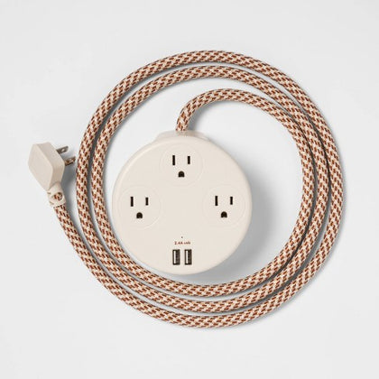 Heyday 3-Outlet Surge Protector with 6' Extension Cord- Stone White 