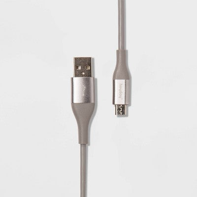 heyday 6' Micro-USB to USB-A Round Cable - Cool Gray/Silver