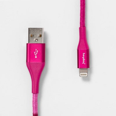 heyday™ 6' Lightning to USB-A Thread Wrapped Cable - Raspberry