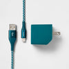 heyday™ 2-Port Wall Charger USB-A & USB-C (with 6' Cable) - Dark Teal/White